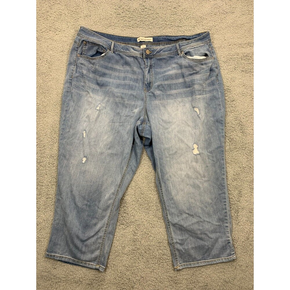 Women's Est. 1946 Denim Blue Jean Capris Distressed 24W Classic Fit Pockets